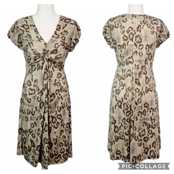 Animal Print Brown Casual Summer Dress M - Picture 1 of 11